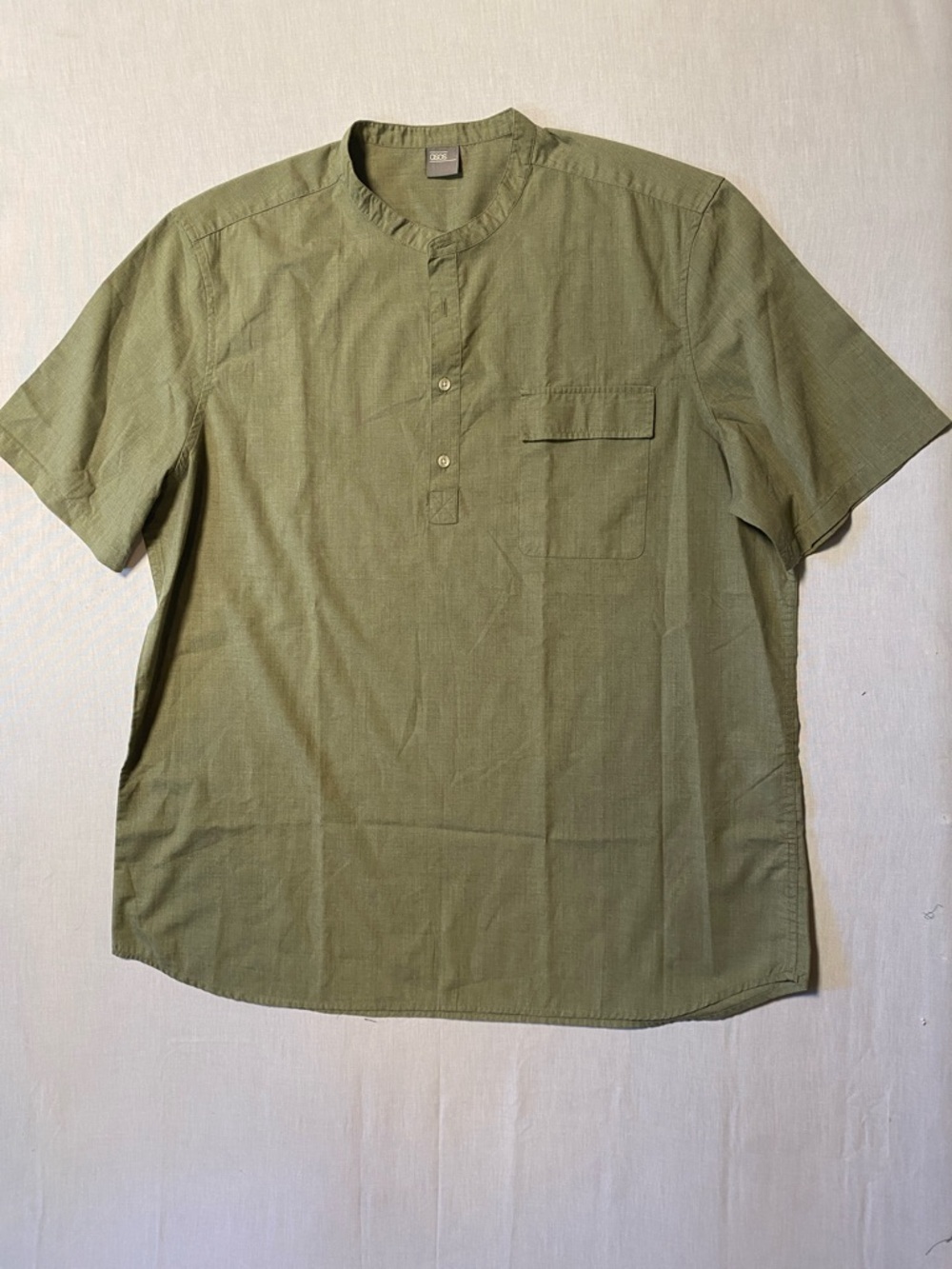 ASOS Casual Olive Green Short-Sleeve Shirt 3XLT
